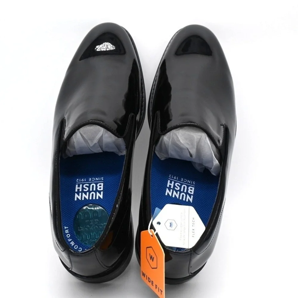 Nunn Bush Centro Formal Flex  Men's Shoes Black US 11 WIDE Slip On  Comfort Foam